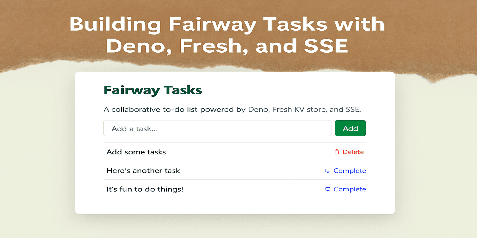What’s in the Bag? Building Fairway Tasks with Deno, Fresh, and SSE